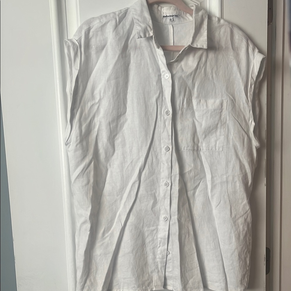 Reformation Ivory Linen Shirt